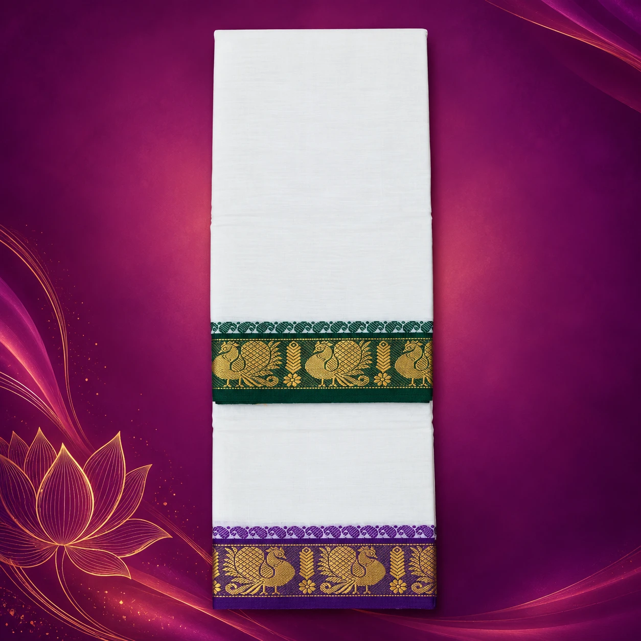 White Ornate Peacock Dhoti