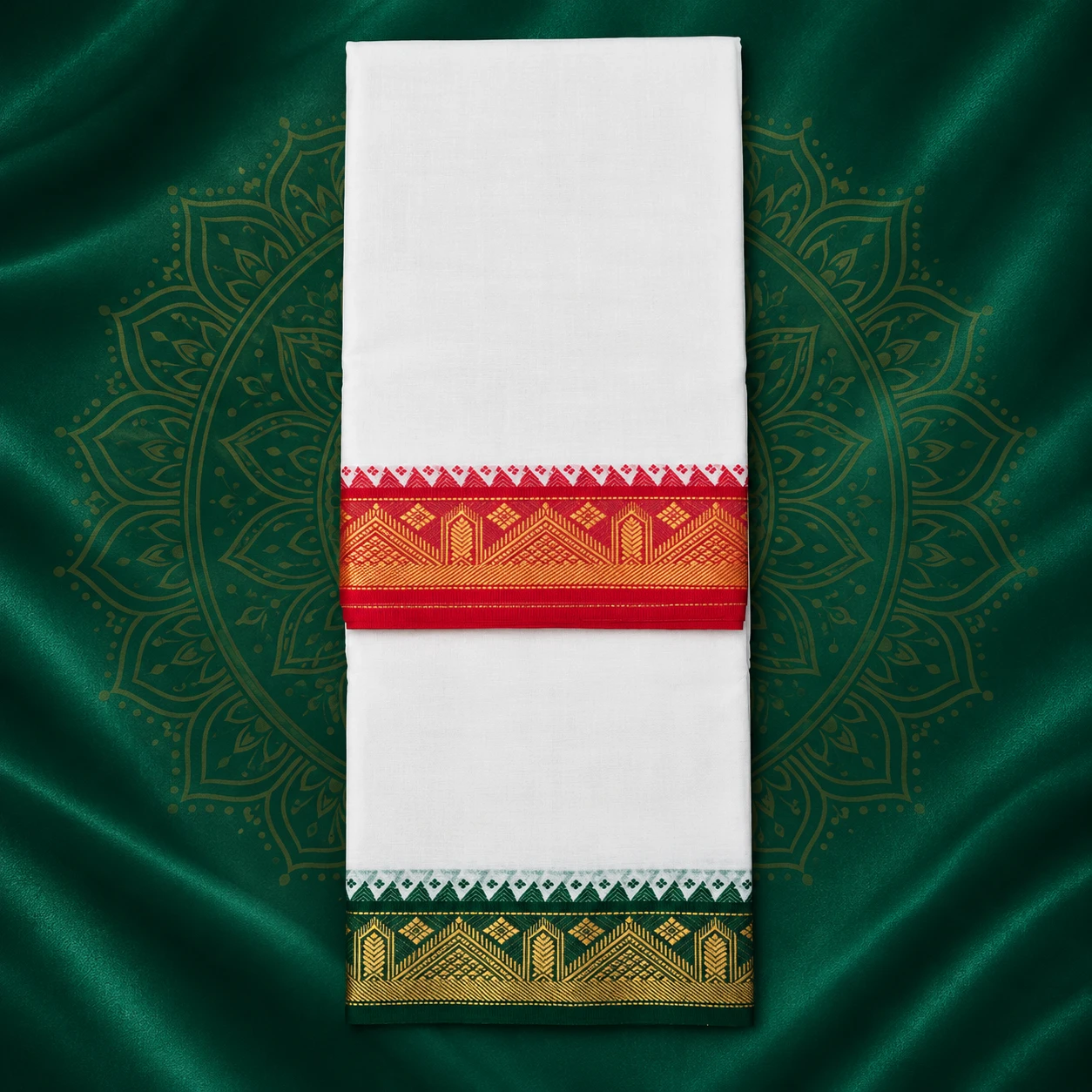 White Geometric Temple Dhoti