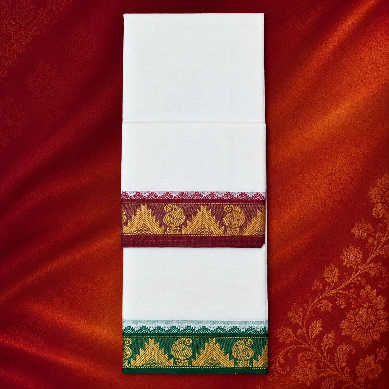 White Paisley Temple Dhoti